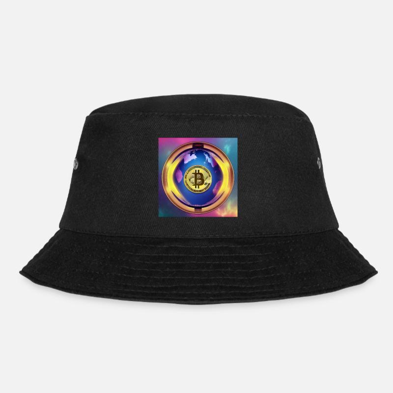 Bitcoin with Planet Earth - Square variant - Bucket Hat - black