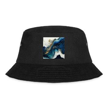 Midnight Blue And Gold Paint Swirl Pattern - Bucket Hat - black - Front - Lela (165cm)