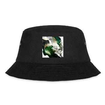 Waldgrünes und goldenes Farbwirbelmuster - Bucket Hat - Schwarz - Vorne - Lela (165cm)