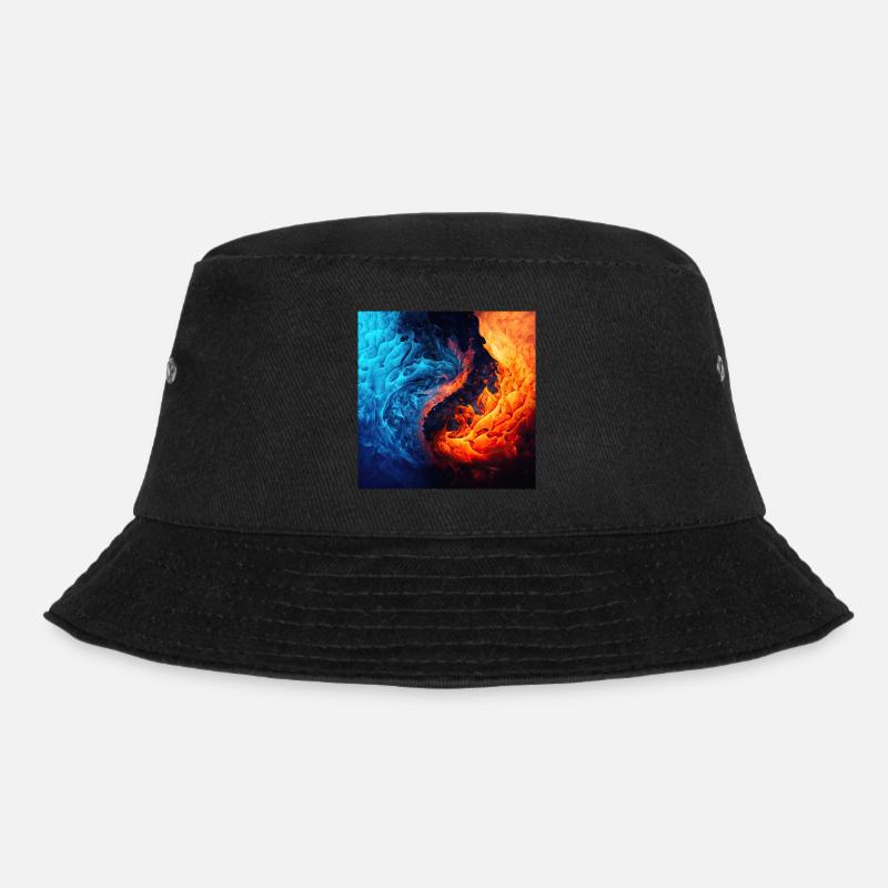 Water And Flame Pattern - Bucket Hat - black
