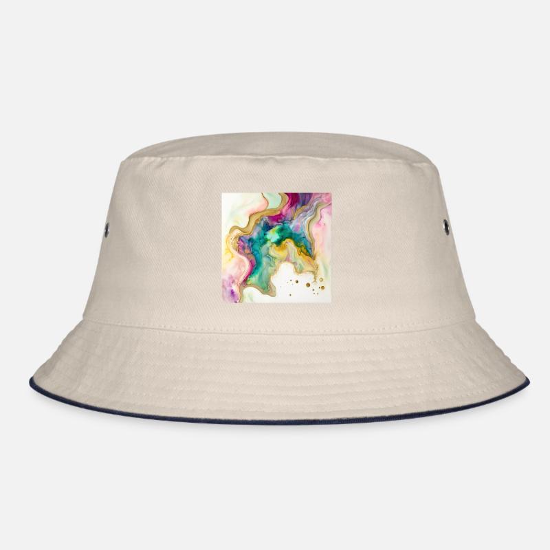 Regenbogenfarben und Goldfarben-Wirbelmuster Bucket Hat