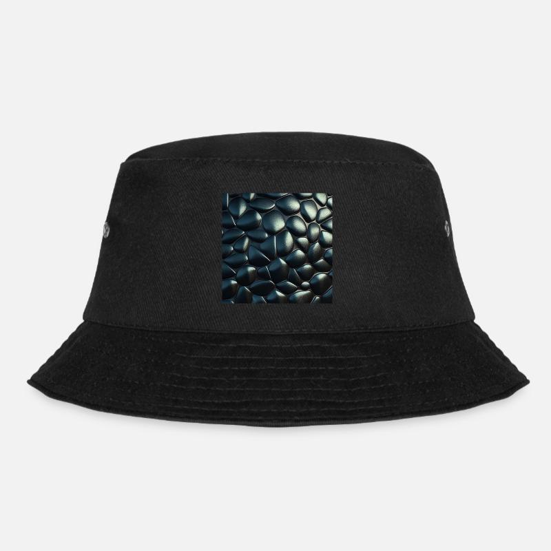 Black Cobblestone Metallic Textured Pattern - Bucket Hat - black