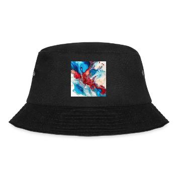 Rotes, weißes und blaues Farbwirbelmuster - Bucket Hat - Schwarz - Vorne - Lela (165cm)
