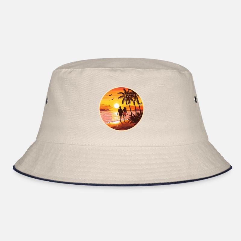 Sunset Beach Romantisches Paar Bucket Hat