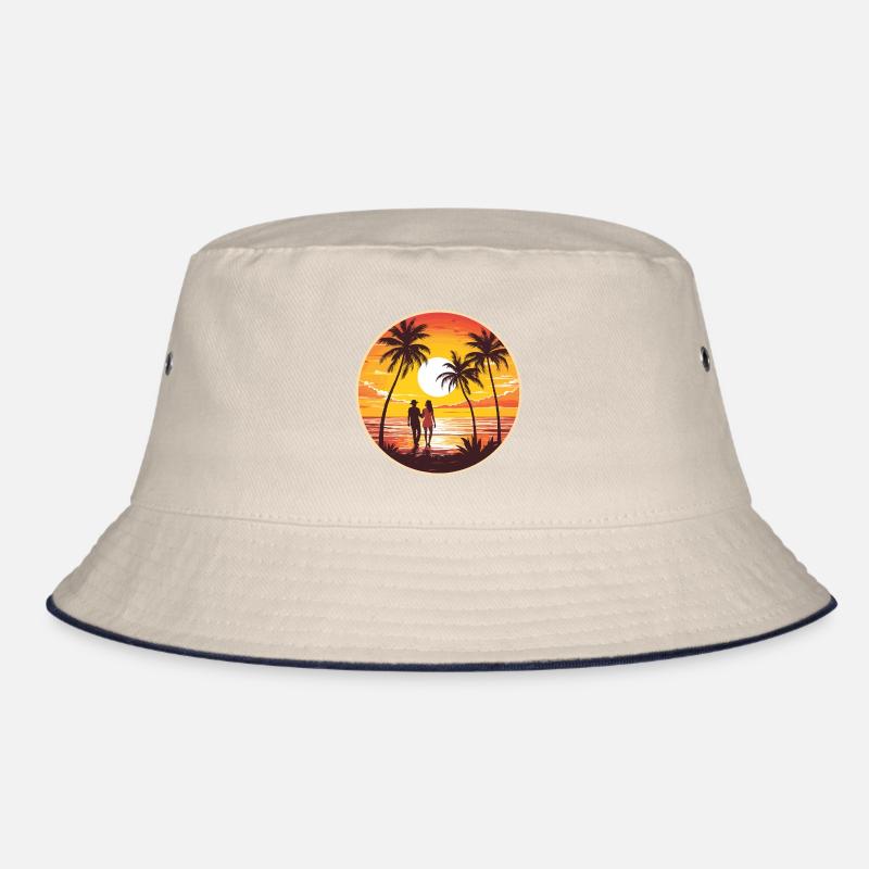 Sunset Beach Romantisches Paar Bucket Hat