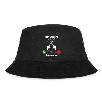 Die Angel ruft an ich muss los - Bucket Hat - Schwarz - Vorne - Lela (165cm)
