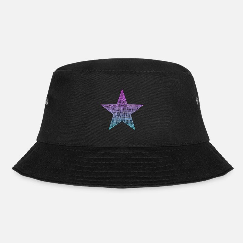 Stern pink blau, star pink blue - Bucket Hat - Schwarz
