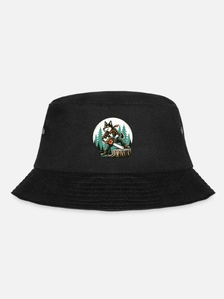 Fuchs Waldarbeiter Kettensäge Baum Holz Wald - Bucket Hat - Schwarz