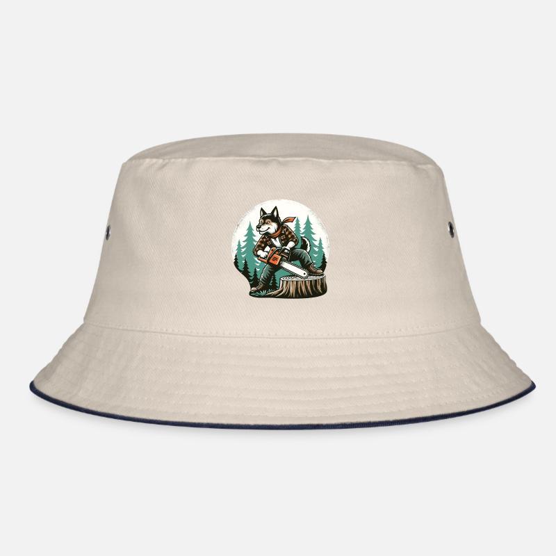 Fox, Woodsman, Chainsaw, Tree, Wood, Forest Bucket Hat