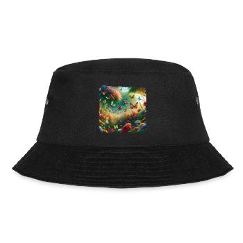 Lebendiges Gemälde Schmetterlinge Flora Fauna - Bucket Hat - Schwarz - Vorne - Lela (165cm)