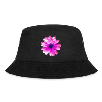 Blume in pink mit Regentropfen - Bucket Hat - Schwarz - Vorne - Lela (165cm)