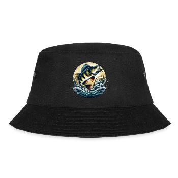 Barsch Angeln Raubfisch Fisch Fischen - Bucket Hat - Schwarz - Vorne - Lela (165cm)