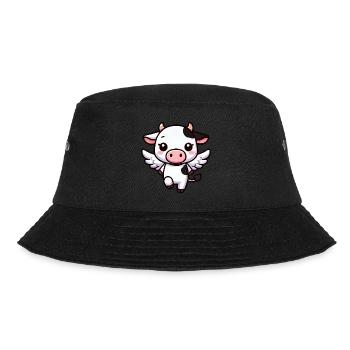Cute Cow as Angel Cartoon Design - Bucket Hat - black - Front - Lela (165cm)