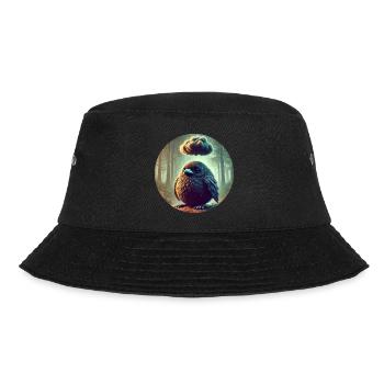 Traurige Krähe im Regen - Bucket Hat - Schwarz - Vorne - Lela (165cm)