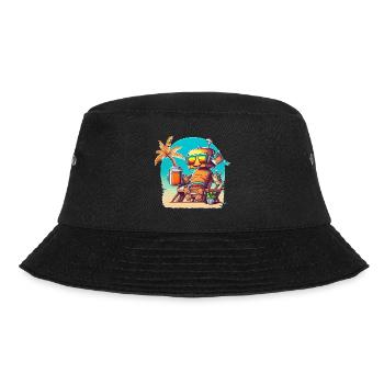 Glücklicher Roboter im Urlaub - Bucket Hat - Schwarz - Vorne - Lela (165cm)