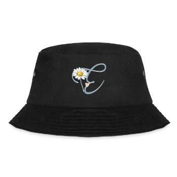 Buchstabe E Gänseblümchen Herz - Bucket Hat - Schwarz - Vorne - Lela (165cm)
