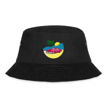 Voiture de collection sur la plage, ambiance tropicale - Bob - noir - Devant - Lela (165cm)
