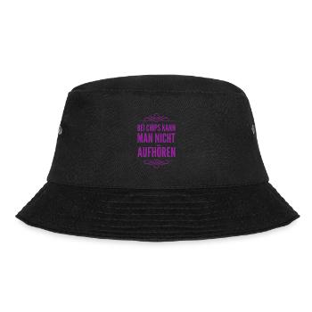 bei Chips kann man nicht aufhören - Bucket Hat - Schwarz - Vorne - Lela (165cm)