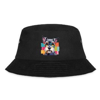 Miniature Schnauzer Dog in Glasses Colored - Bucket Hat - black - Front - Lela (165cm)