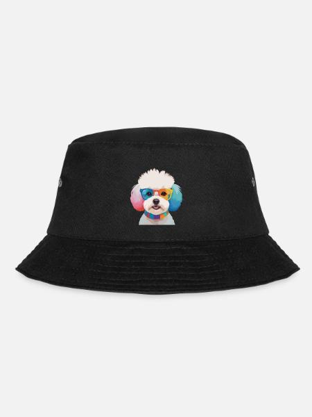 Bichon Frisé Hund Süße Bunte Brille - Bucket Hat - Schwarz