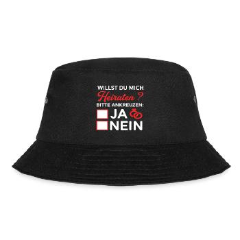 Willst du mich heiraten ? ja nein Hochzeitsantrag - Bucket Hat - Schwarz - Vorne - Lela (165cm)