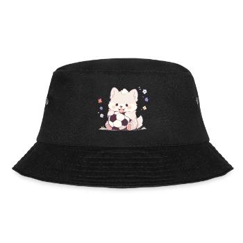 Cute Soccer Dog - Funny Dog Soccer Design - Bucket Hat - black - Front - Lela (165cm)
