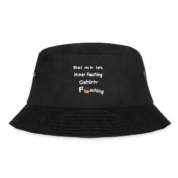 Bei mir ist immer Fasching - Gehirnfasching - Bucket Hat - Schwarz - Vorne - Lela (165cm)