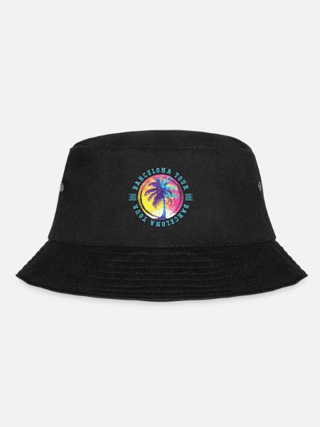 Barcelona Tour Palm Trees Colorful - Bucket Hat - black