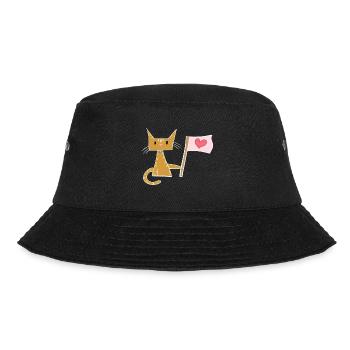 Liebe Flagge Herz Katze Tier - Bucket Hat - Schwarz - Vorne - Lela (165cm)