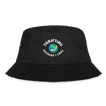 Thrifting. Because I care. - Bucket Hat - Schwarz - Vorne - Lela (165cm)
