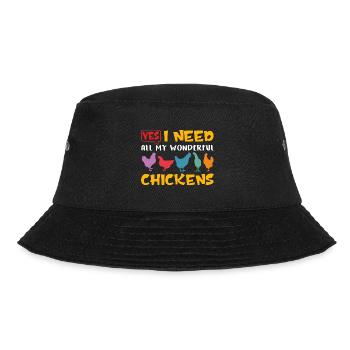 I need my chickens. Chicken silhouettes - Bucket Hat - black - Front - Lela (165cm)