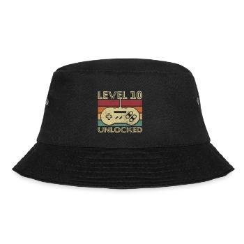 Level 10 freigeschaltet Geburtstagsgeschenk 10 Jahre - Bucket Hat - Schwarz - Vorne - Lela (165cm)
