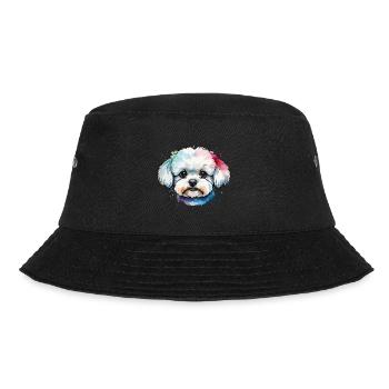 Chien bichon frisé mignon coloré à l’aquarelle - Bob - noir - Devant - Lela (165cm)