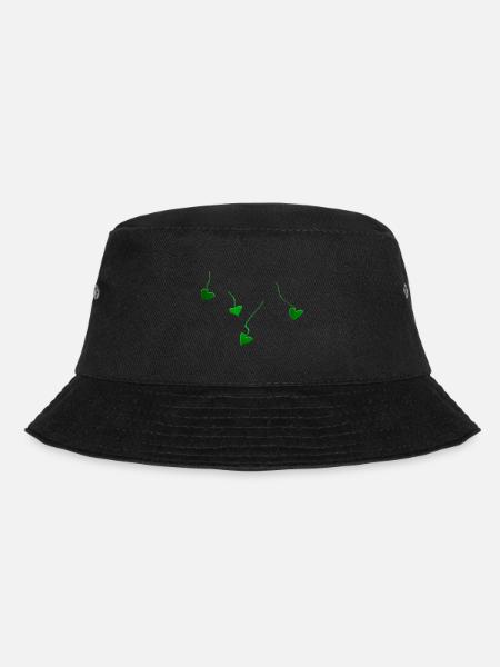 green hearts glitter lines - Bucket Hat - black