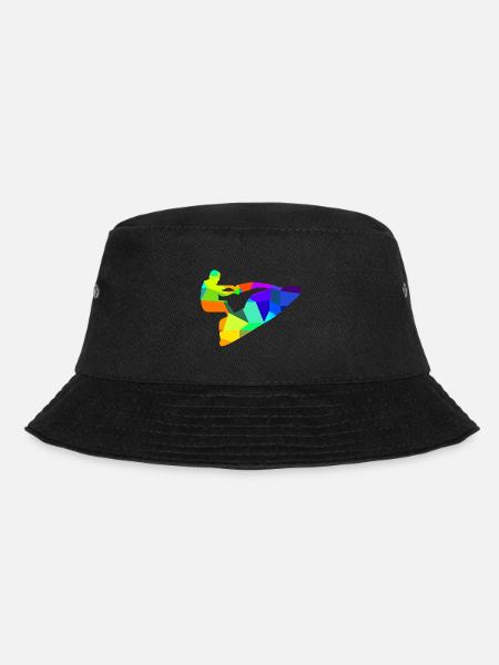 Jet Ski Speed Boat Rainbow Polygon Ships - Bucket Hat - black