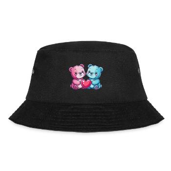 Bär Paar Liebe Valentinstag - Bucket Hat - Schwarz - Vorne - Lela (165cm)