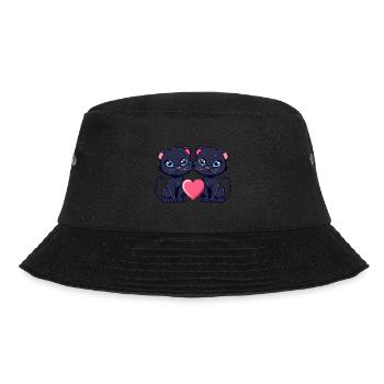 Panther Paar Liebe Valentinstag - Bucket Hat - Schwarz - Vorne - Lela (165cm)