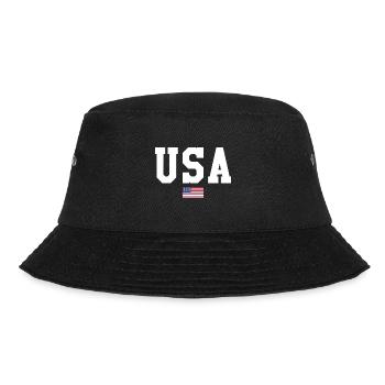 USA T-SHIRT, USA Shirt - Bucket Hat - Schwarz - Vorne - Lela (165cm)