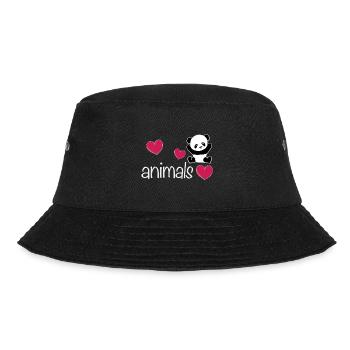 Bär Panda drei herzen tierliebe - Bucket Hat - Schwarz - Vorne - Lela (165cm)