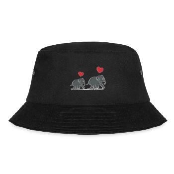 elephant family mother baby heart animal symbol - Bucket Hat - black - Front - Lela (165cm)