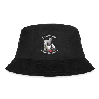 weißer Schäferhund - Bucket Hat - Schwarz - Vorne - Lela (165cm)