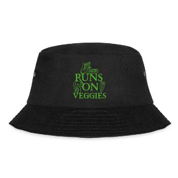 vegan t shirt Läufe auf veggies - Bucket Hat - Schwarz - Vorne - Lela (165cm)