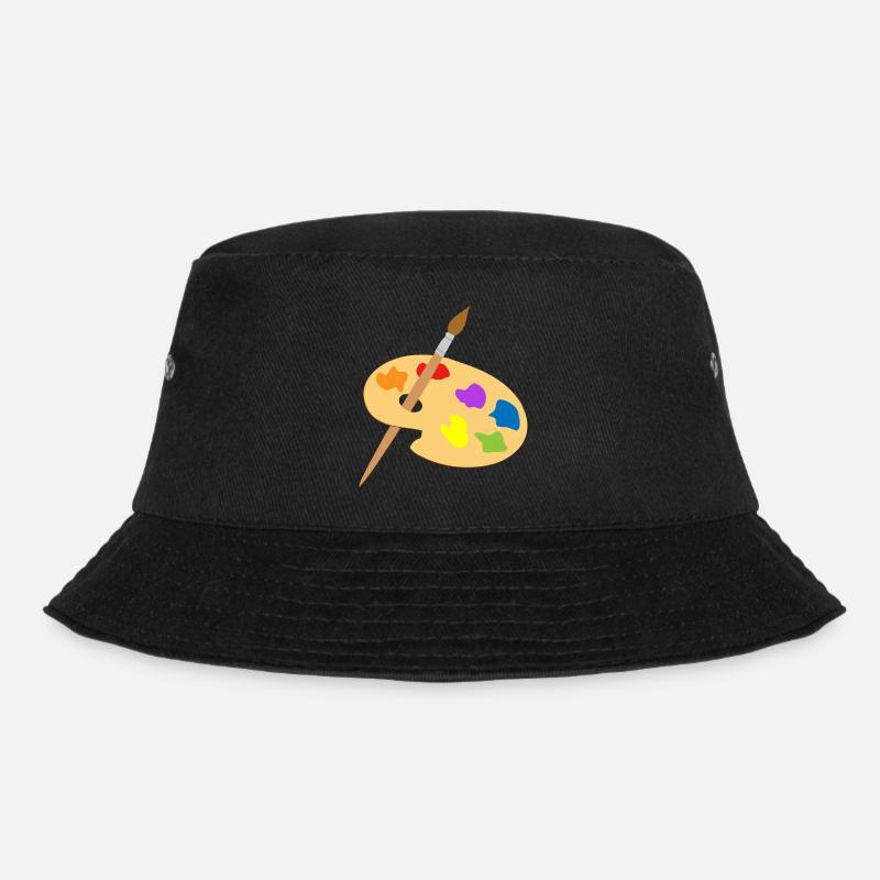 Farbpalette und Pinsel - Bucket Hat - Schwarz