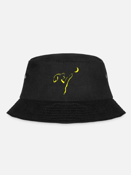 Hund schaut Mond an - Bucket Hat - Schwarz