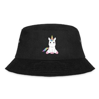 Einhorn Regenbogen Unicorn Rainbow - Bucket Hat - Schwarz - Vorne - Lela (165cm)