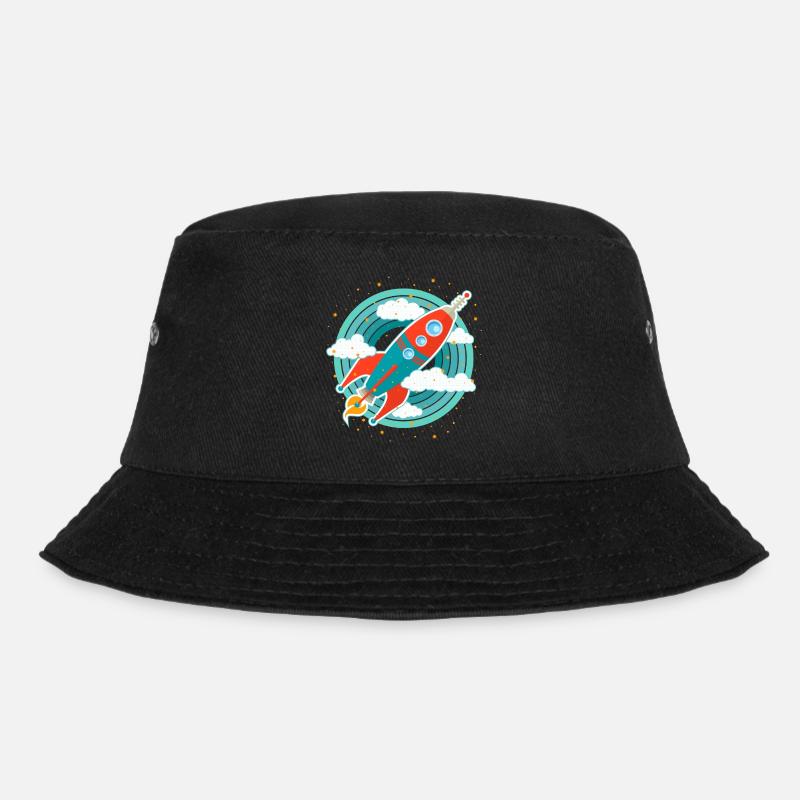 Retro Rakete (Kreise) - Bucket Hat - Schwarz