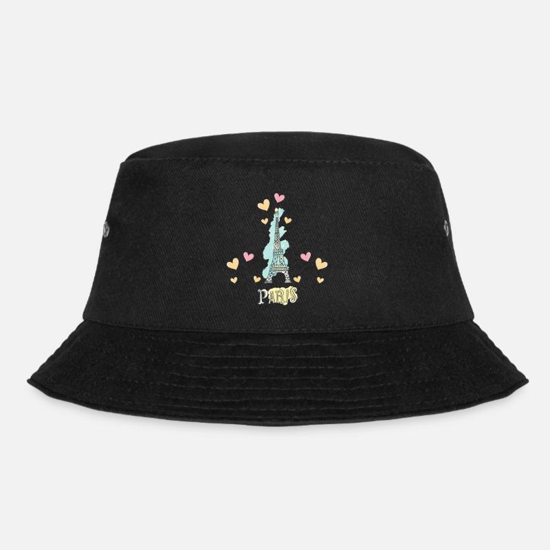 Paris Frankreich Eiffelturm Herzen - Bucket Hat - Schwarz