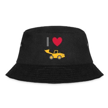 ★ Design colors can be changed ★ I love wheel loaders - Bucket Hat - black - Front - Lela (165cm)