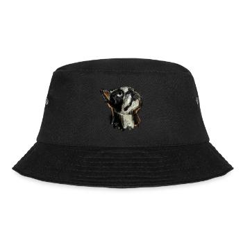 Französische Bulldogge Zeichnung - Bucket Hat - Schwarz - Vorne - Lela (165cm)