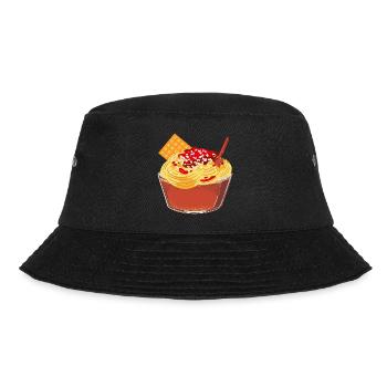 Spaghetti Ice Cream - Icecream - German Gelato - Bucket Hat - Schwarz - Vorne - Lela (165cm)